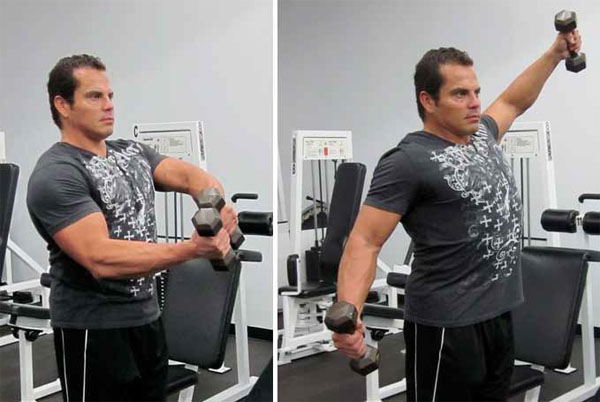 Diagonal Dumbbell Flyes: